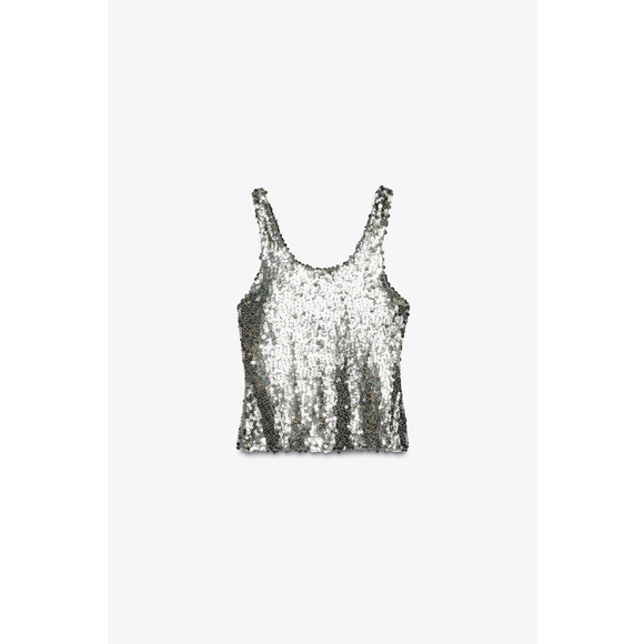 Zara Sequin Strap Top Size M - Picture 4 of 7